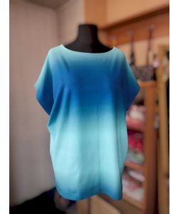 Bluza oversize z rozmytym efektem OMBRE ciemny niebieski /turkus